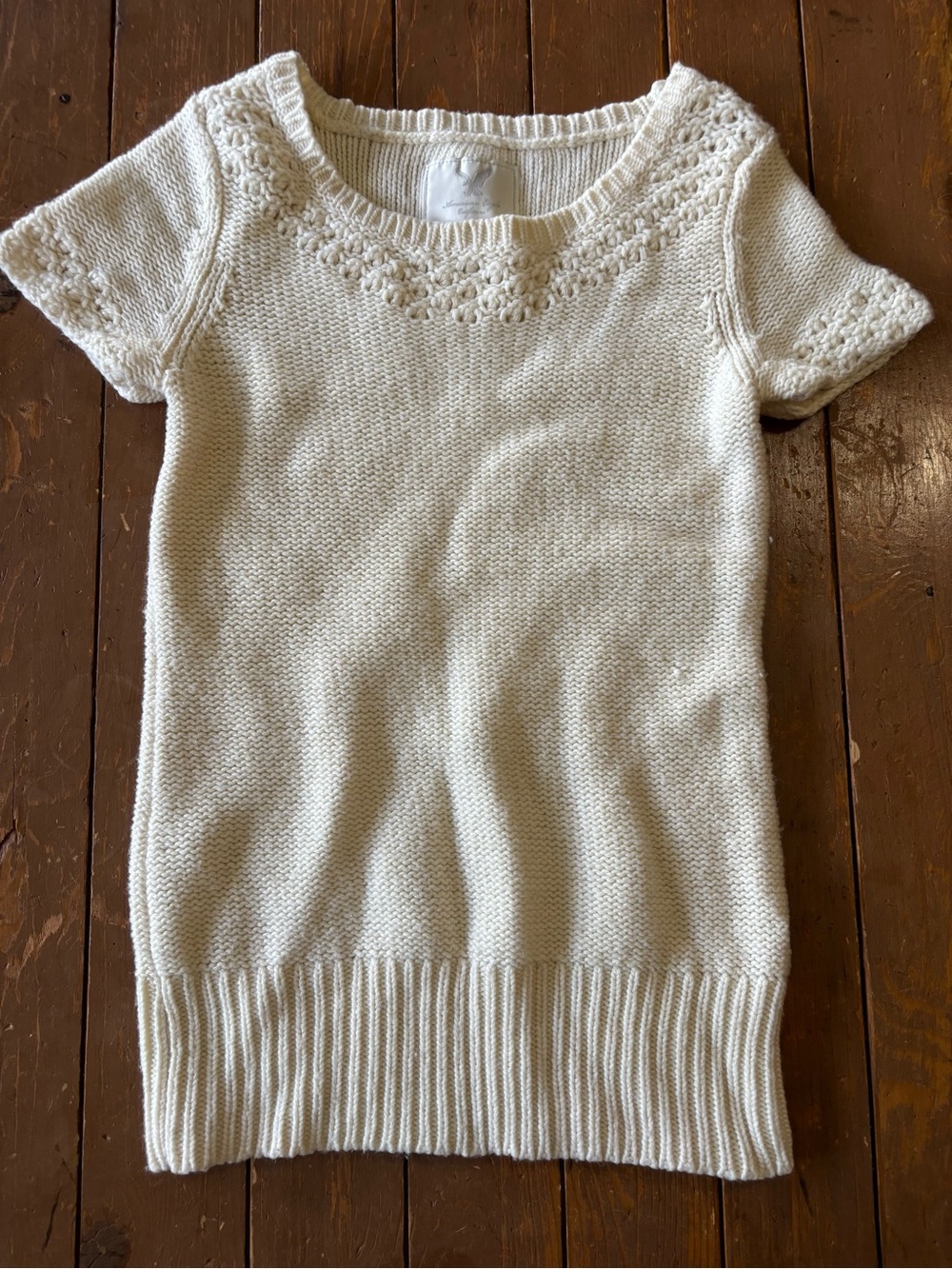 American Eagle Outfitters Y2K Sweater Ivory Short Sleeve Balletcore